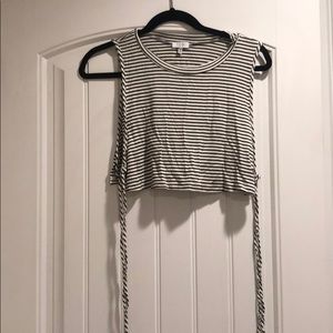 Tobi Striped Side Tie Crop